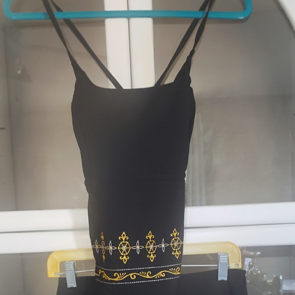 2 Peice Bebe Nautical Theme Skirt and Open Back Crop Top
